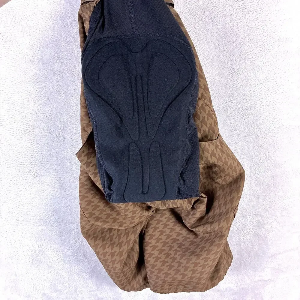 VTG Fox Racing Cargo Shorts Mens 32 Brown Houndstooth w/ Chamois Cycling MTB Y2K